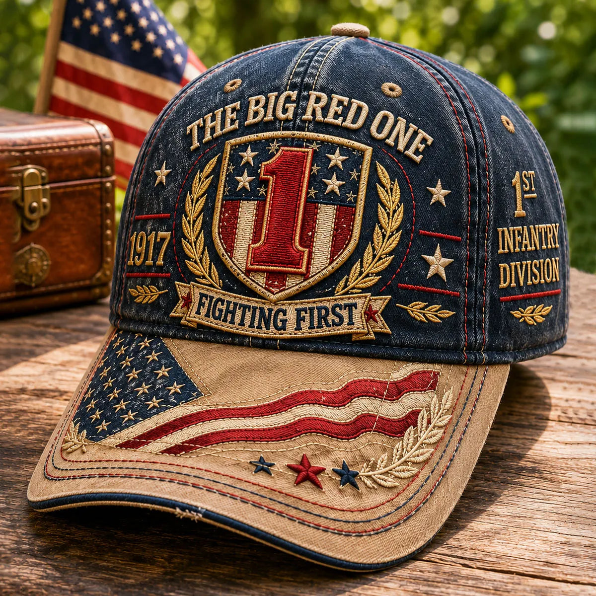 Vintage-style Veteran Print Casual Hat