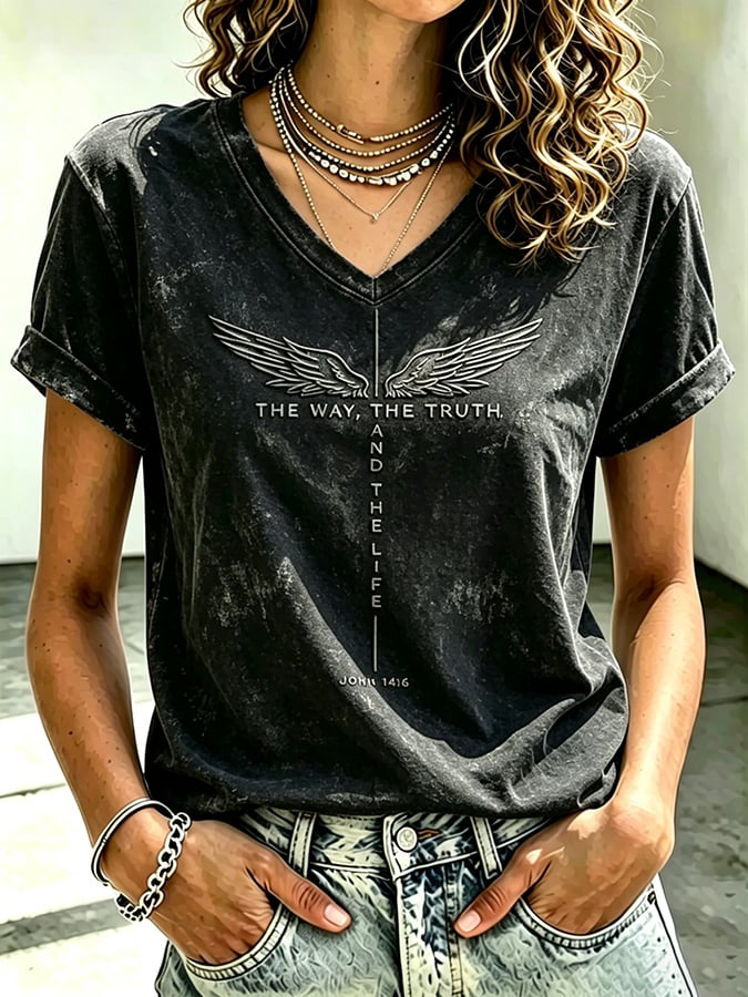 Women's The Way The Truth  And The Life   Faith  Printed Casual Tops
