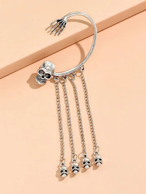 Halloween Gothic Style Creative Exaggerated Skull Earrings Long Tassel Earrings (One Pair)