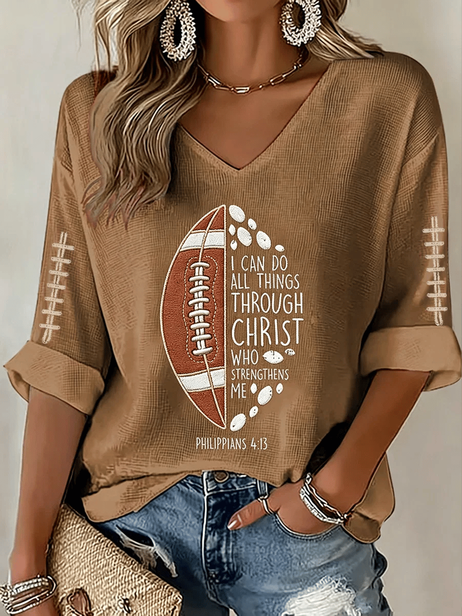 Women's Football And Jesus Faith Print T-Shirt
