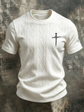 Men's Vintage-Style "Faith" Cross Jacquard T-Shirt