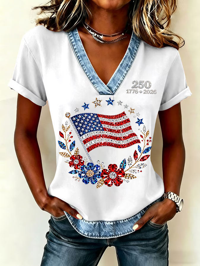 Women'S Flag Printed Casual Top