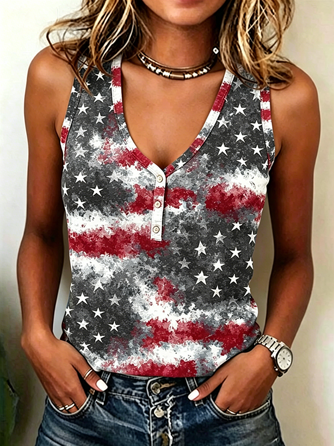 Women's Vintage Tie Dye American Flag Tank Top