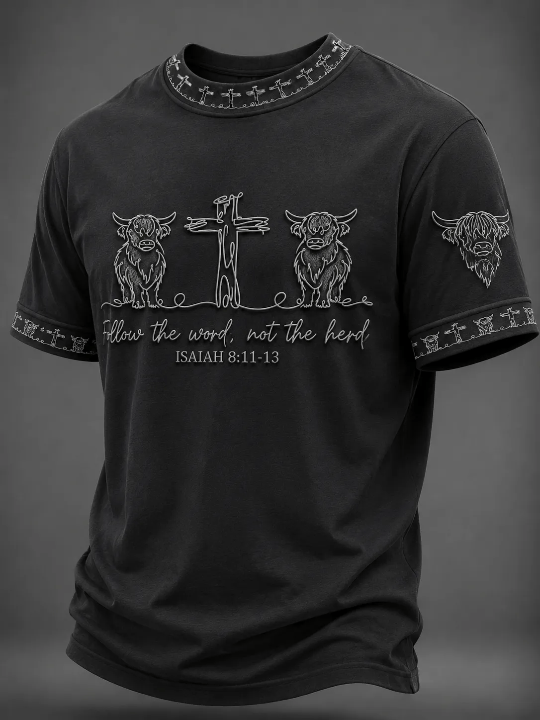 Men's Retro Follow The Word Not The Herd Printed Casual T-Shirt