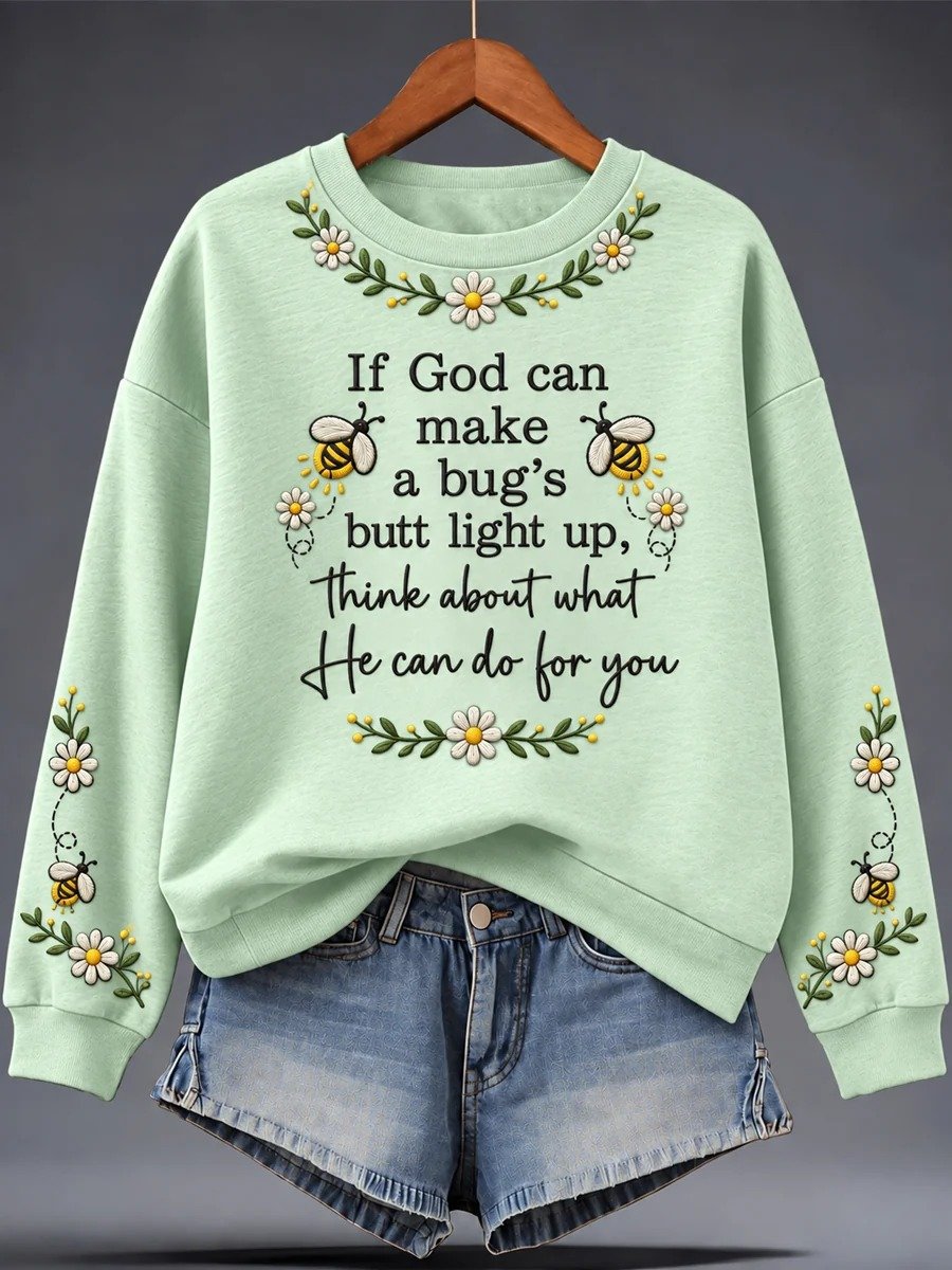Women's Casual Faith Print Long-Sleeve Sweatshirt
