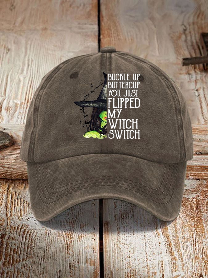 Unisex Halloween Buckle Up Buttercup You Just Flipped My Witch Switch Print Hat