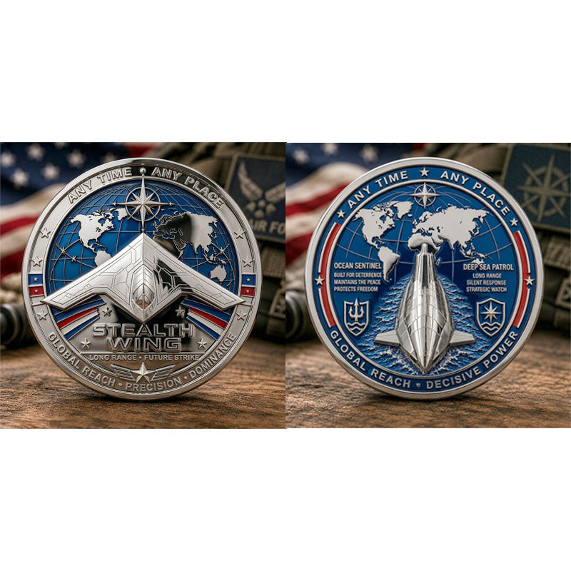 Stealth Wing & Ocean Sentinel Air & Sea Power Double-Sided Commemorative Metal Medal