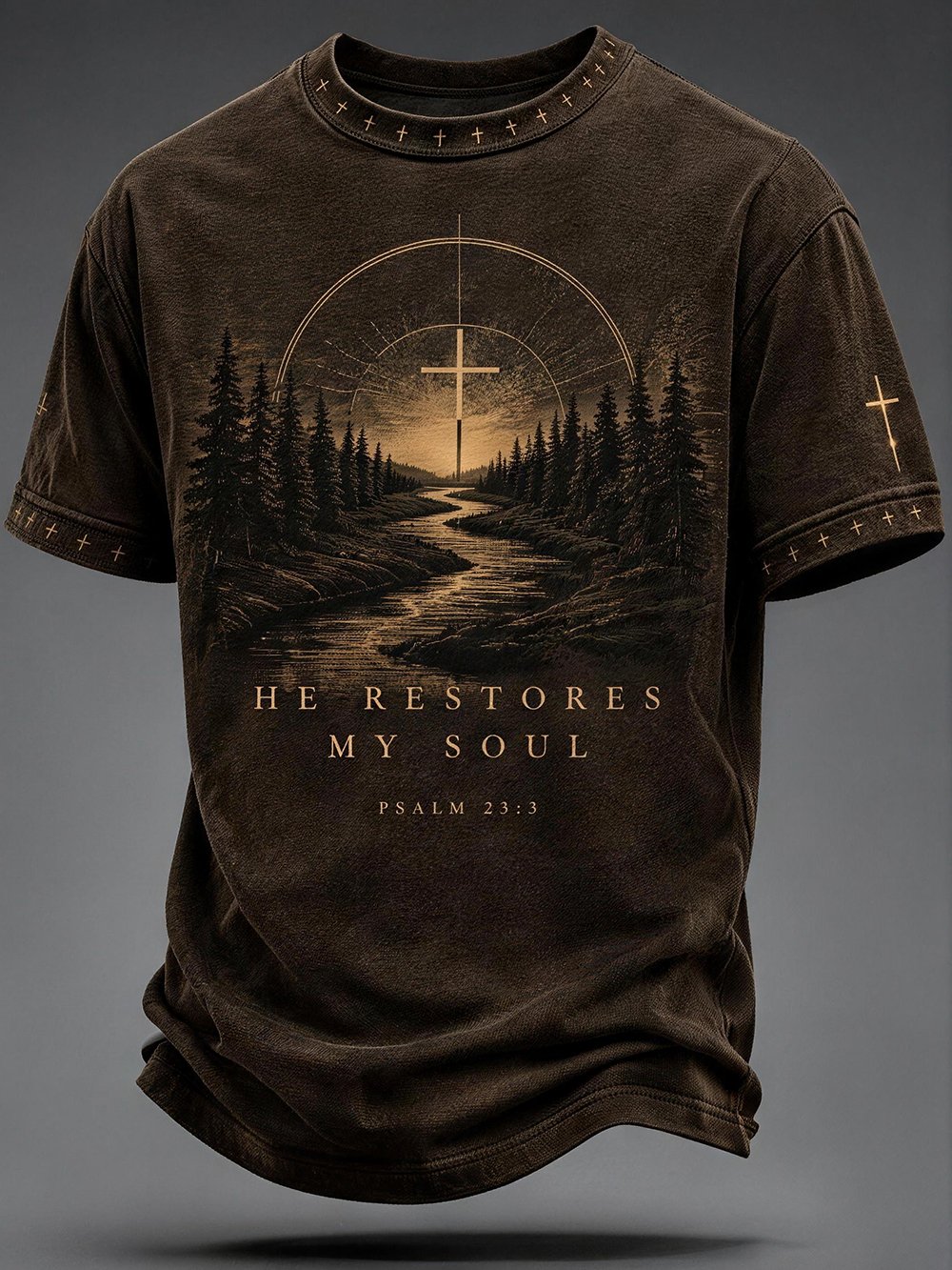 Men's "Faith" Print Crew-Neck Short-Sleeve T-Shirt