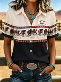 Women's Vintage Western Faith-Print Shirt