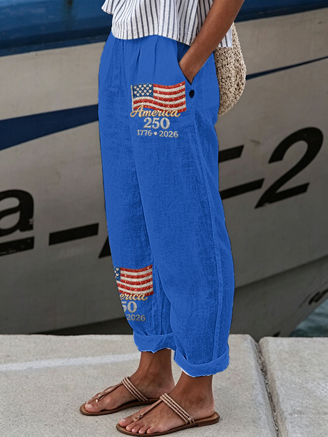 Women'S Flag Printed Casual Pants