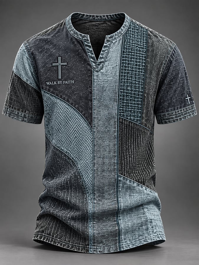 Men's Vintage Faith Faux-Linen T-shirt
