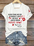 Women's Blood Print V-Neck T-Shirt