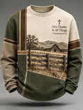 Men's "Faith" Print Waffle-Knit Crew-Neck Long-Sleeve T-Shirt