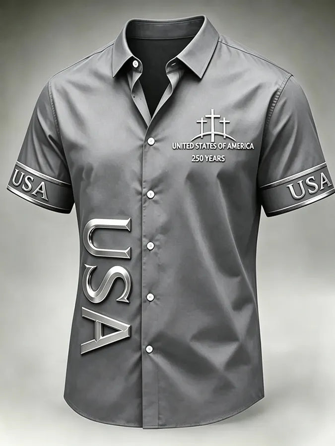 Men's Faith patriotic printed casual shirt
