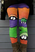 Women's Retro Halloween Peekaboo Monster Print Leggings