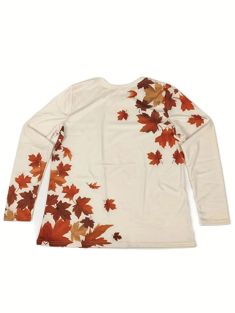 Women's Autumn Maple Leaf Printed Short-Sleeved T-Shirt