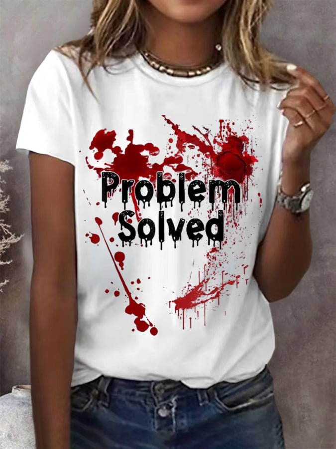 Women's I'm Fine Bloody Blood Stain Graphic T-Shirt