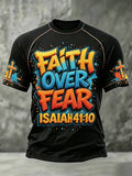Men's Faith Over Fear Isaiah 41:10 Printed Casual T-Shirt