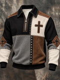 Men's Casual Faith Print Zip-Up Sweatshirt
