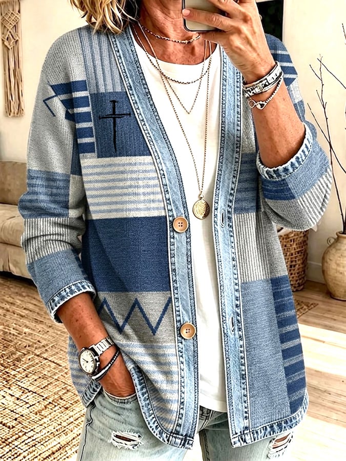 Women's Faith Print Cardigan