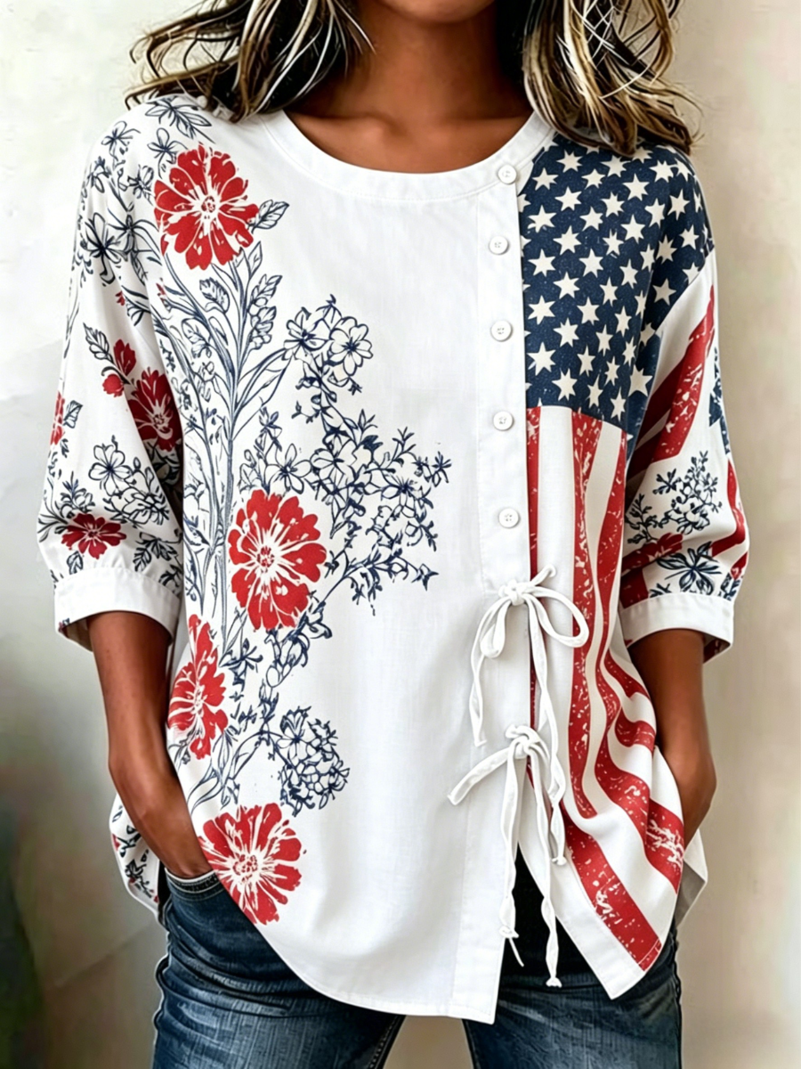 Women's 250th Anniversary Button and Lace Top