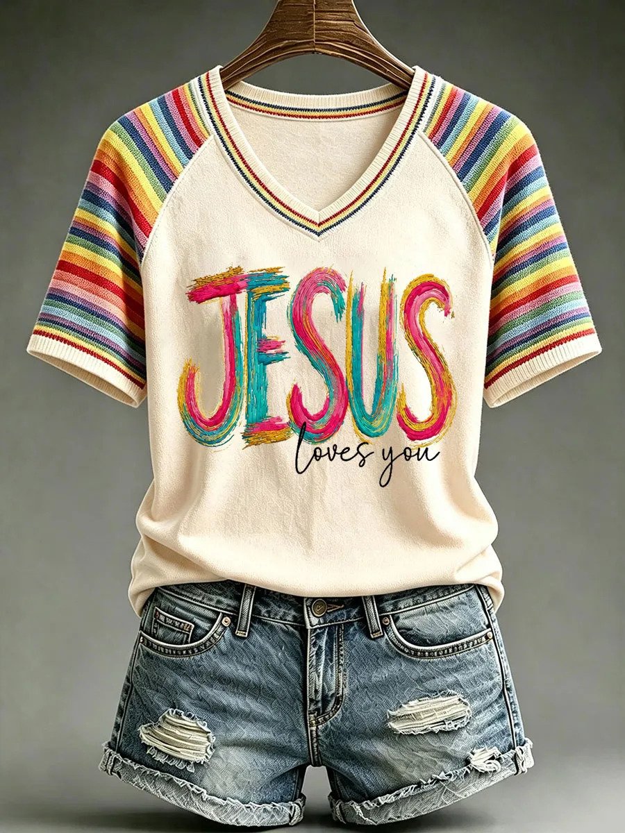 Jesus Loves You Faith Print T-Shirt