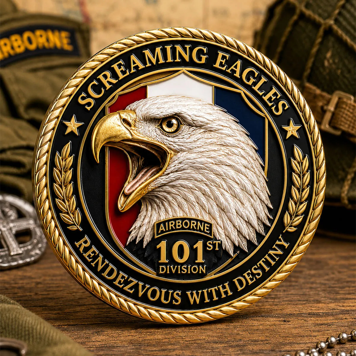 101st Airborne Division Screaming Eagles Commemorative Metal Medal