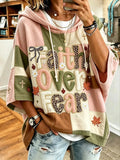 Women's Autumn Themed Faith Slogan Print Casual Hoodie