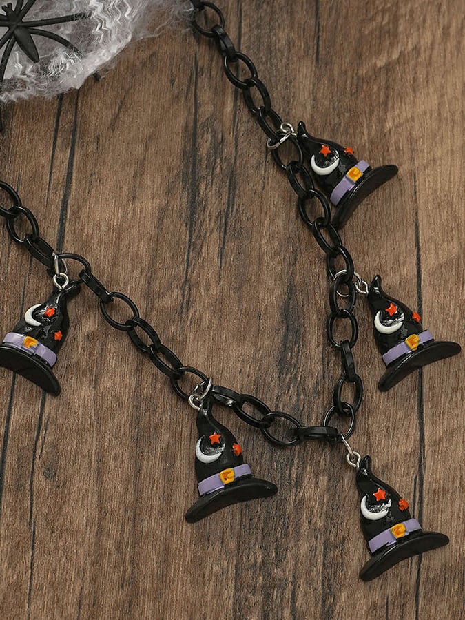 Halloween Gothic Dark Pumpkin Ghost Pendant Necklace