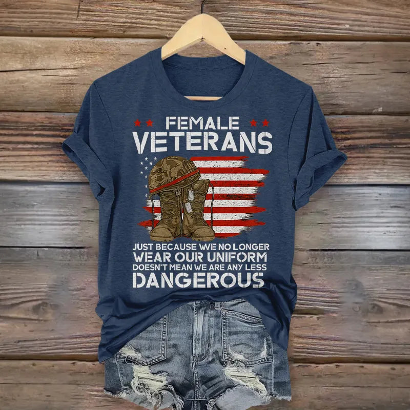 Women's Veteran Casual Printed T-shirt