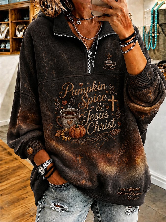 Women's Vintage Autumn "Faith" Print Hoodie
