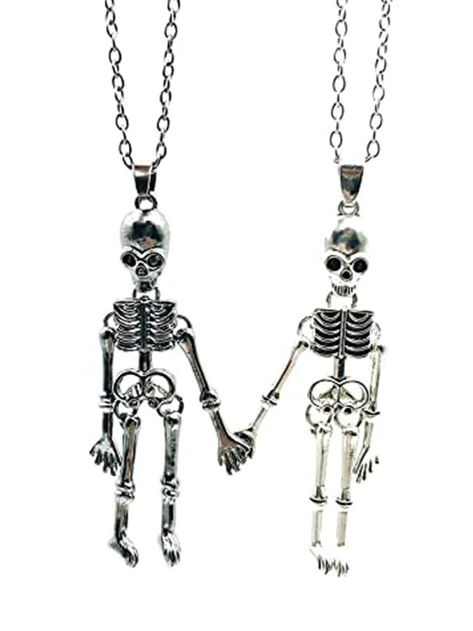 Halloween Human Skeleton Skeleton Ghost Hand Holding Pendant Couple Necklace